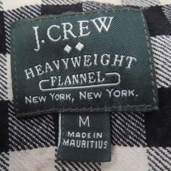 J Crew Shirt Mens M Button Up Heavyweight Flannel Plaid beige black Pocket - Picture 3 of 4